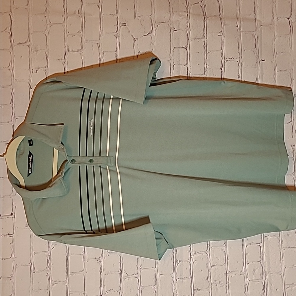 Travis Mathew Green Short Sleeve XL Striped Golf Polo Shirt